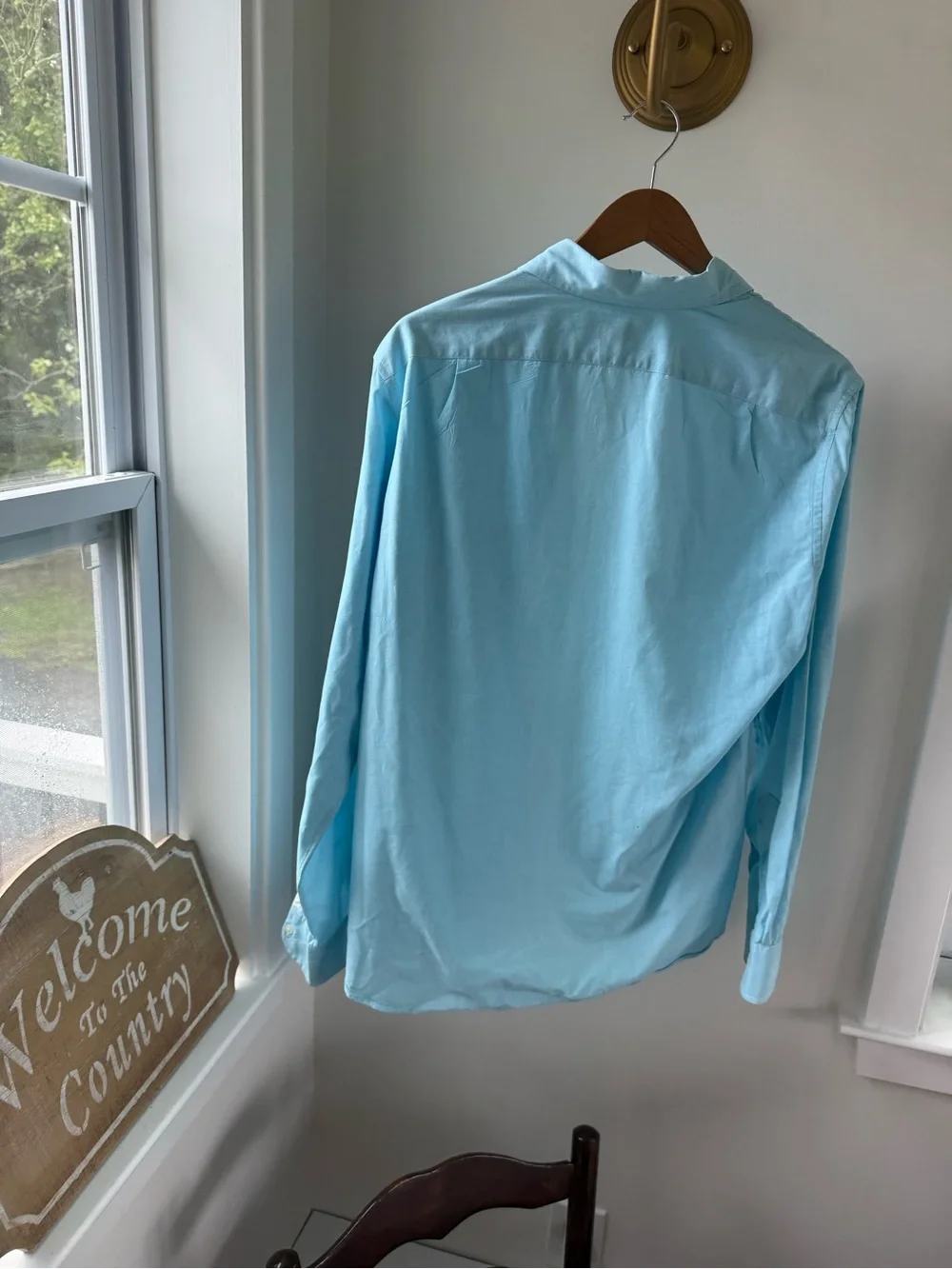 Light Blue J Crew Men's Button-Up Shirt